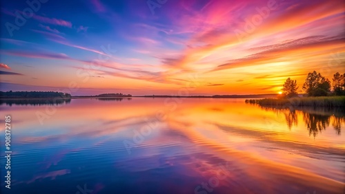 Ethereal Sunset Reflecting on Tranquil Waters  AI Generated