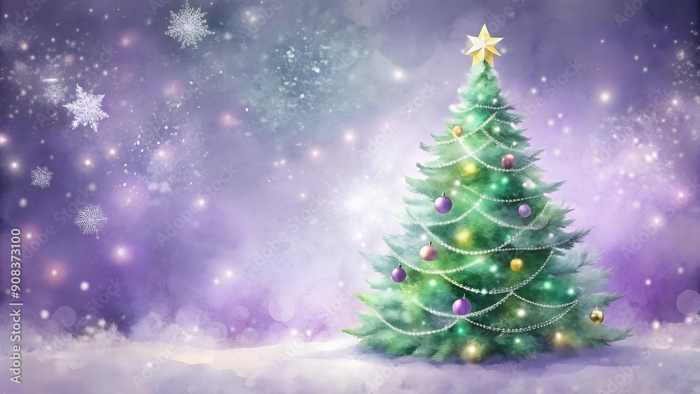 Watercolor Christmas Tree on Violet Background: A Festive Dream AI generated Watercolor Christmas Tree on Violet Background: A Festive Dream AI generated