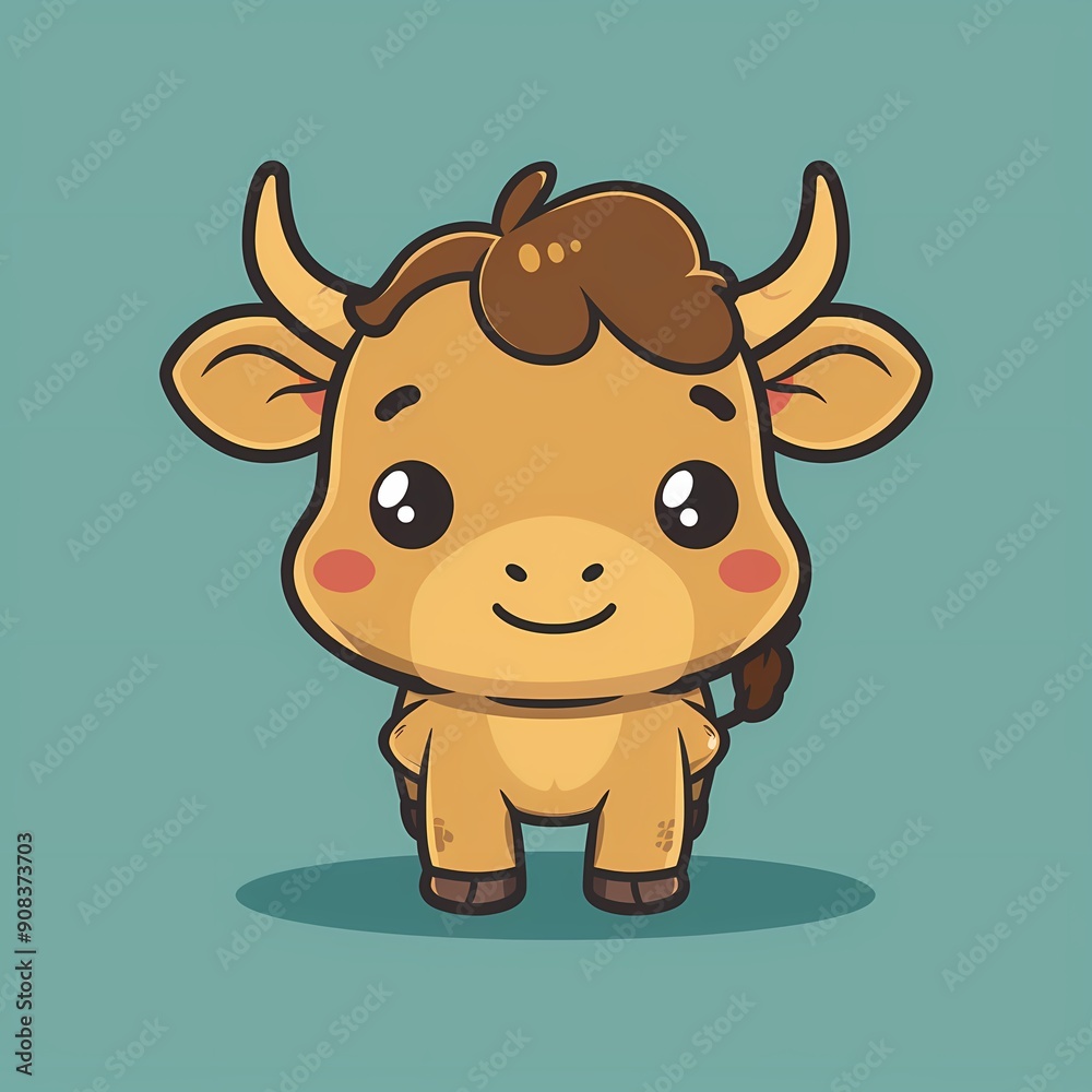 Cute cartoon baby cow with a cheerful expression and playful features. Cute cartoon baby cow with a cheerful expression and playful features.