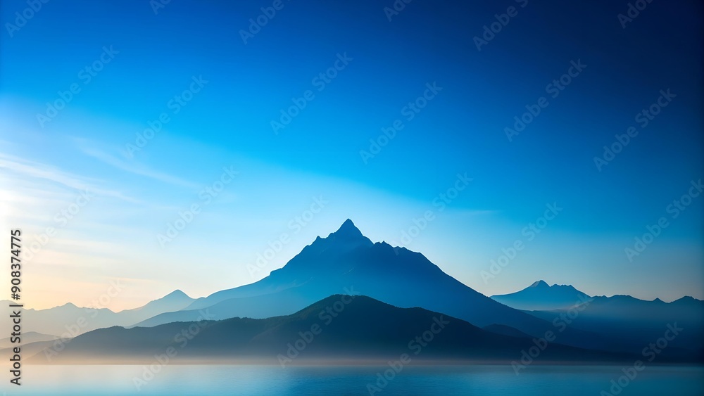 Serene Mountain Silhouette Against a Vast Azure Sky Generative AI Serene Mountain Silhouette Against a Vast Azure Sky Generative AI