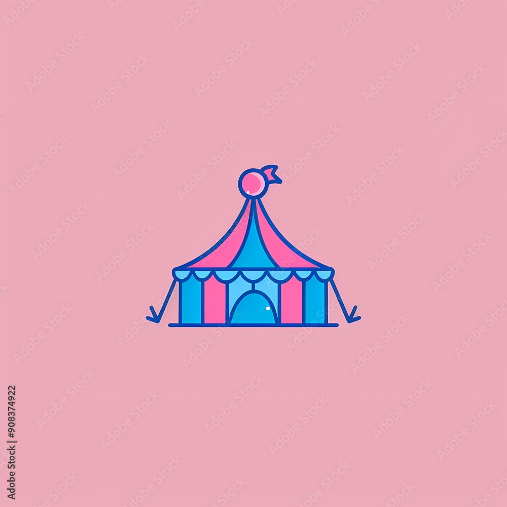 Colorful circus tent illustration with pink background. Colorful circus tent illustration with pink background.