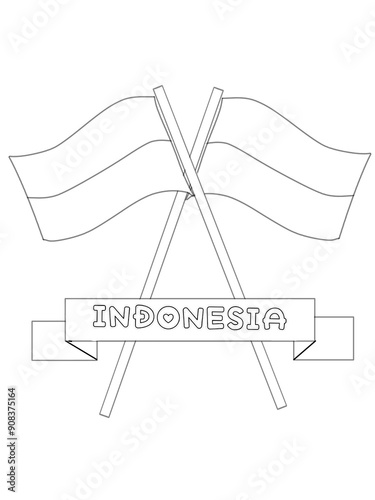 Colouring indonesian flag, mewarnai gambar bendera Indonesia photo