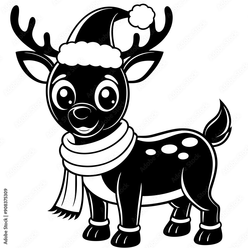 christmas reindeer with red nose, reindeer vector illustration, animal vector art, reindeer silhouette, pet vector icon, eps, Deer cartoon christmas reindeer with red nose, reindeer vector illustration, animal vector art, reindeer silhouette, pet vector icon, eps, Deer cartoon
