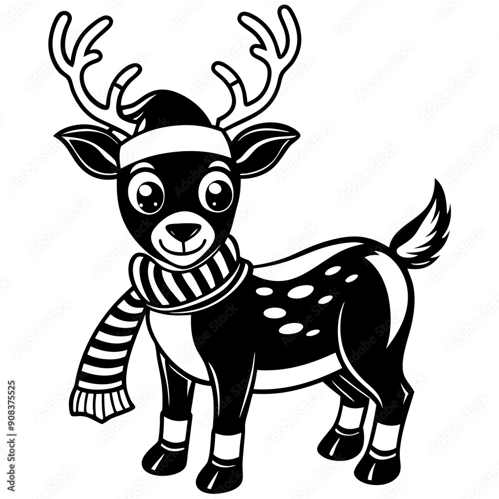 christmas reindeer with red nose, reindeer vector illustration, animal vector art, reindeer silhouette, pet vector icon, eps, Deer cartoon christmas reindeer with red nose, reindeer vector illustration, animal vector art, reindeer silhouette, pet vector icon, eps, Deer cartoon