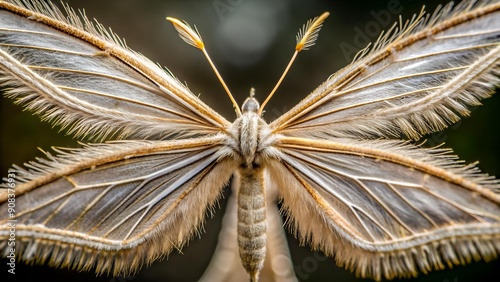 A Tapestry of Nature: A Plume Moth's Wings in Exquisite Detail  Generative AI photo