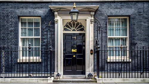 The Iconic Black Door of 10 Downing Street, London: A Symbol of Power and History  Generative AI