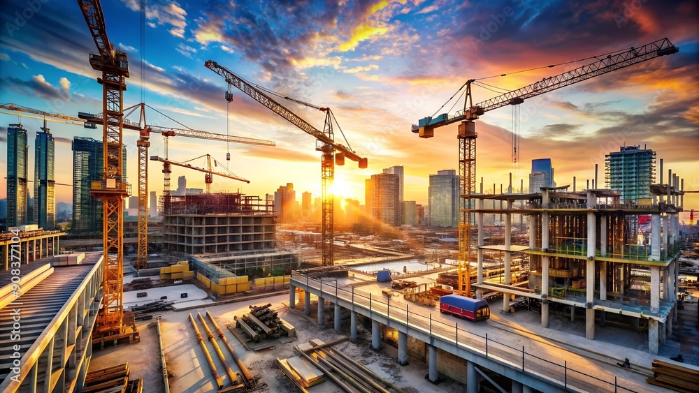 Steel Symphony: A Construction Site Under the Golden Hour AI generated Steel Symphony: A Construction Site Under the Golden Hour AI generated