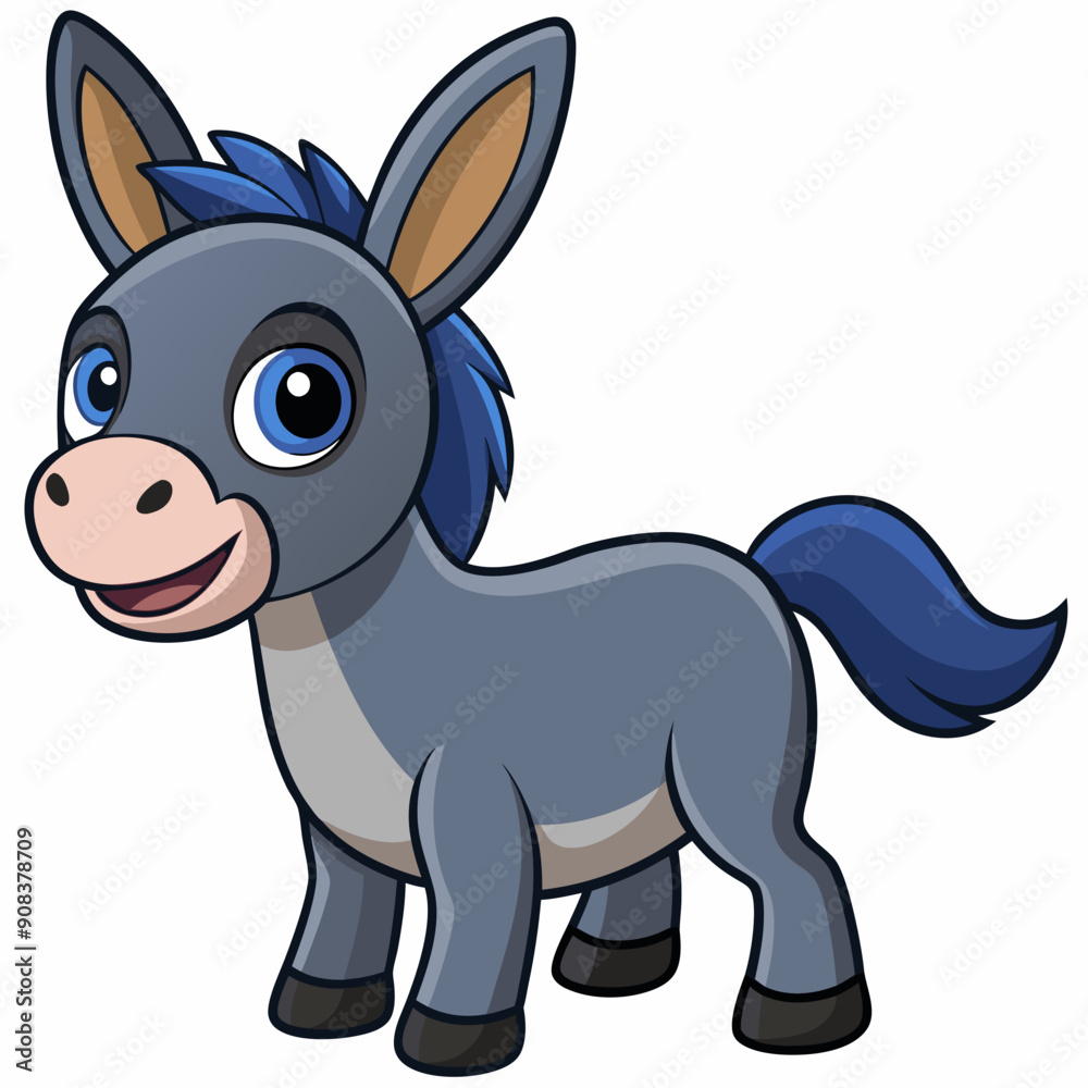 Fototapeta premium silhouette of a donkey, donkey vector illustration, animal vector art, donkey silhouette, pet vector icon, eps, donkey cartoon