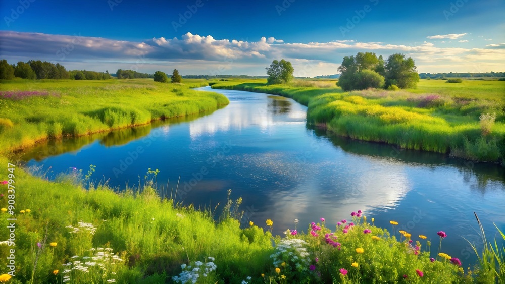 Emerald Meadows under a Sapphire Sky Generative AI Emerald Meadows under a Sapphire Sky Generative AI