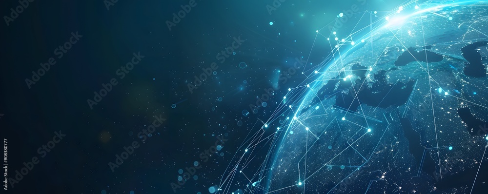 planet with connecting dot and line technology planet with connecting dot and line technology
