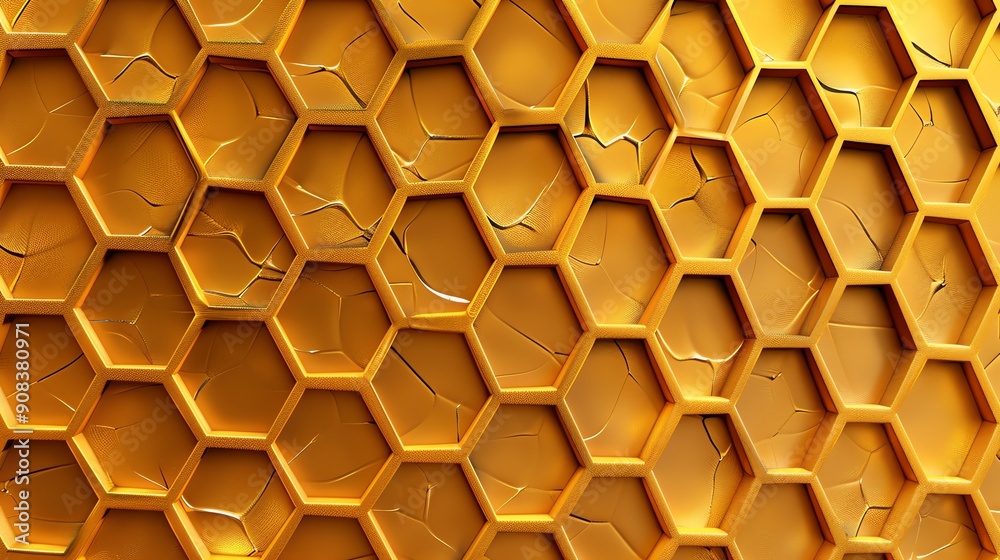 A honeycomb pattern in gold. A honeycomb pattern in gold.