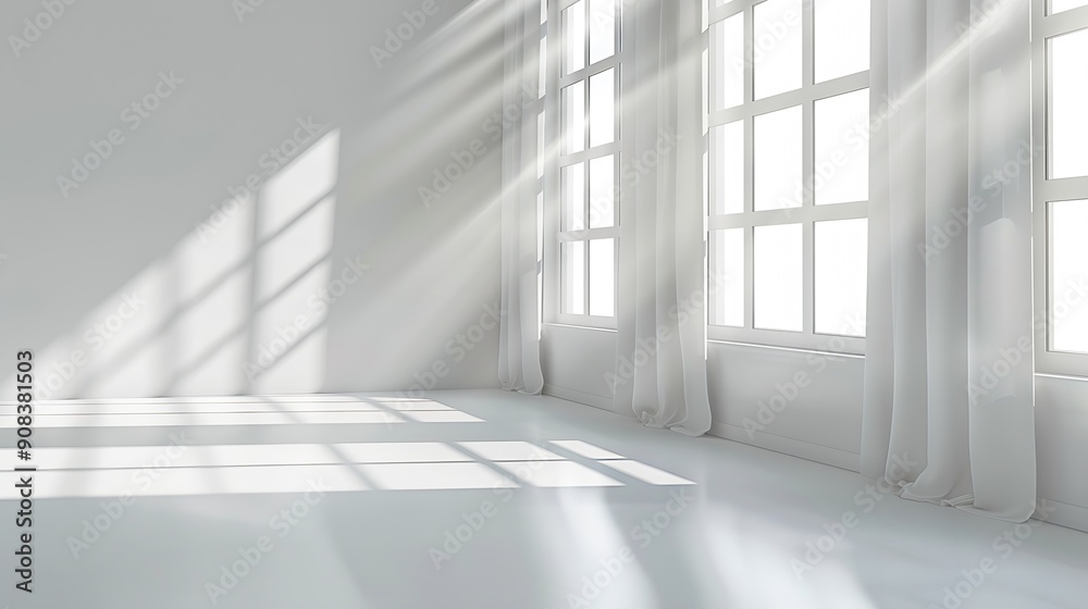 Abstract White Studio Background for Product Presentation with Window Shadows and Sunlight Blurred Backdrop Empty Room With Copy Space : Generative AI Abstract White Studio Background for Product Presentation with Window Shadows and Sunlight Blurred Backdrop Empty Room With Copy Space : Generative AI