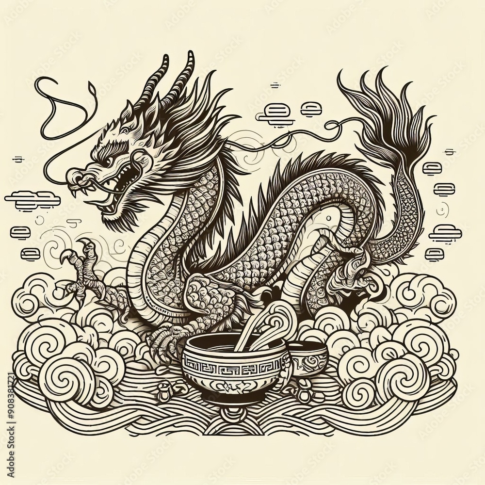 Chinese new year of the dragon with Dragon dance. Generative Ai. Chinese new year of the dragon with Dragon dance. Generative Ai.