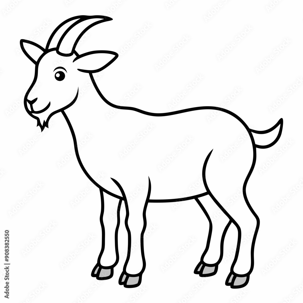 goat isolated on white, goat vector illustration, animal vector art, goat silhouette, pet vector icon, eps, goat cartoon