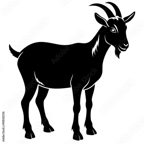 goat isolated on white, goat vector illustration, animal vector art, goat silhouette, pet vector icon, eps, goat cartoon photo