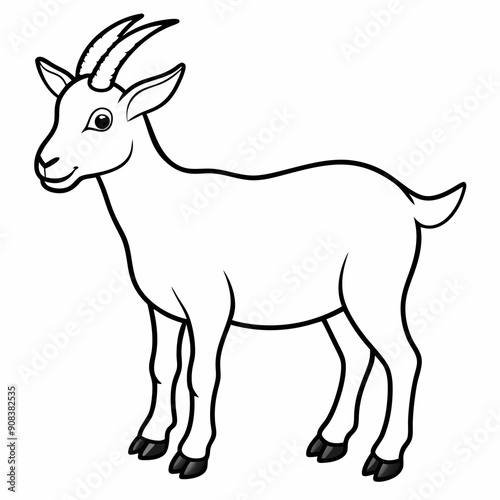 goat isolated on white, goat vector illustration, animal vector art, goat silhouette, pet vector icon, eps, goat cartoon