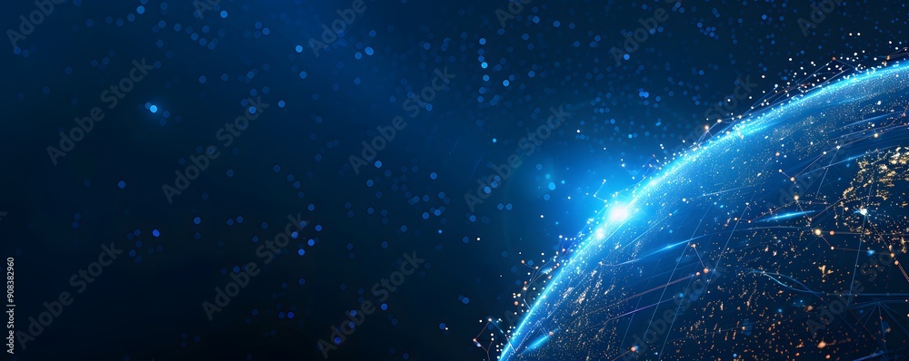 Obraz premium planet with connecting dot and line technology