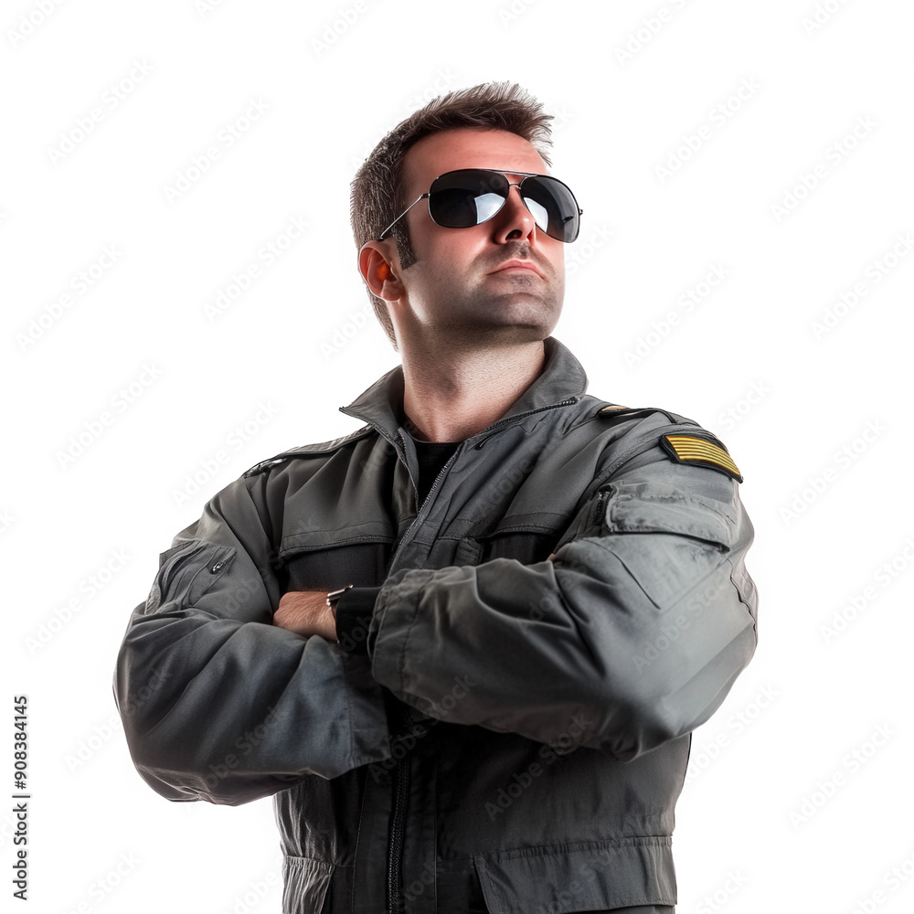 Man In Pilot Uniform Wearing Aviator Sunglasses On Transparent Png Background For Adventurous Look Advertisements . Generative ai Man In Pilot Uniform Wearing Aviator Sunglasses On Transparent Png Background For Adventurous Look Advertisements . Generative ai