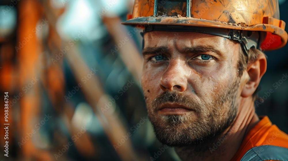 Work process on construction site male portrait : Generative AI Work process on construction site male portrait : Generative AI