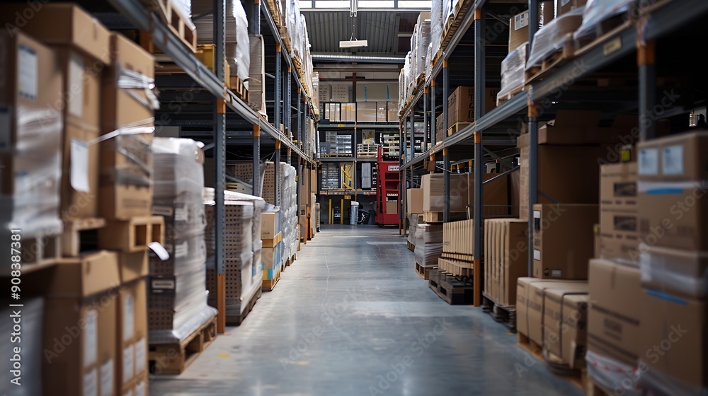 Startup business space filled with merchandise in boxes to ship to clients products in cardboard packages used for supply chain distribution Empty warehouse with merchandise and depot : Generative AI Startup business space filled with merchandise in boxes to ship to clients products in cardboard packages used for supply chain distribution Empty warehouse with merchandise and depot : Generative AI