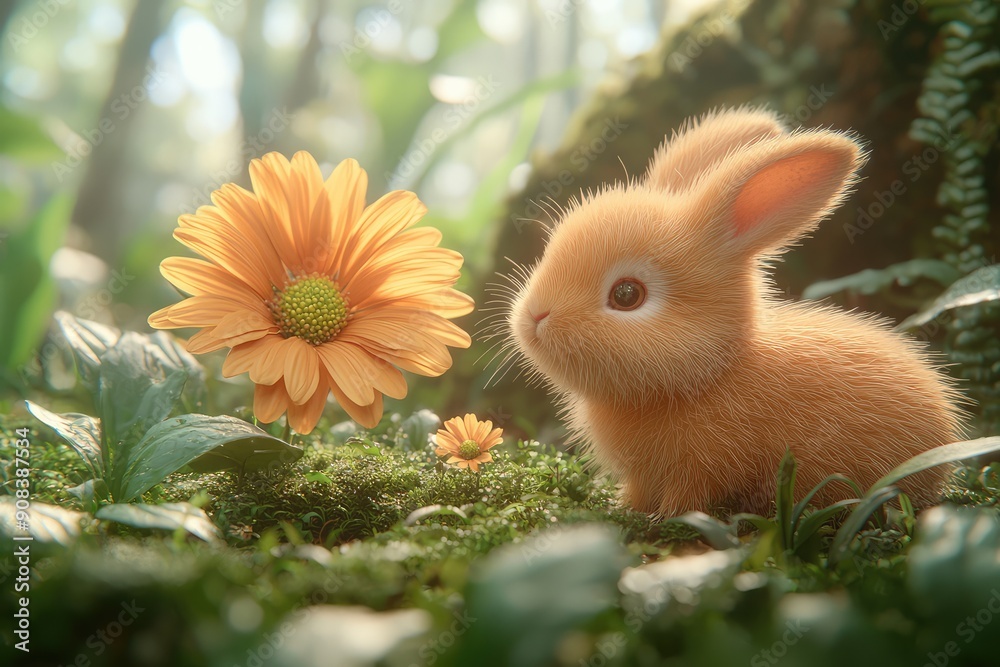 Fototapeta premium cute bunny in grass