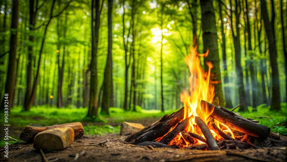 Flickering Flames in the Emerald Grove  generative AI