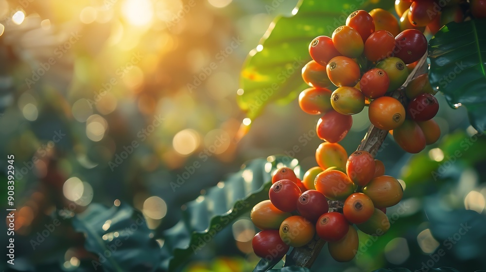 Coffee trees on plantation The best selected coffee beans are still fresh and ready to be harvested : Generative AI Coffee trees on plantation The best selected coffee beans are still fresh and ready to be harvested : Generative AI