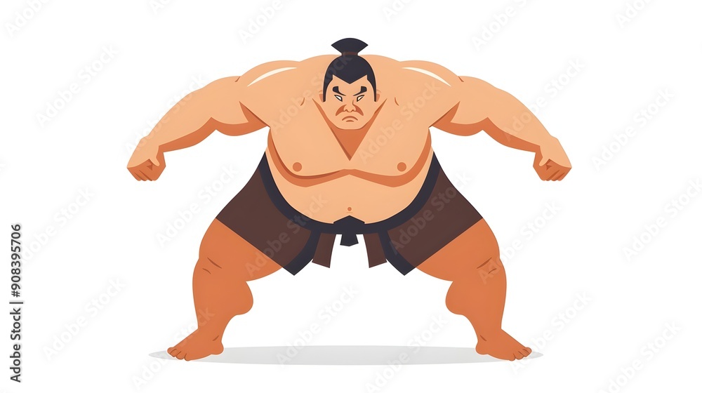 Minimalist of Sumo Wrestler in Powerful Stance Minimalist of Sumo Wrestler in Powerful Stance