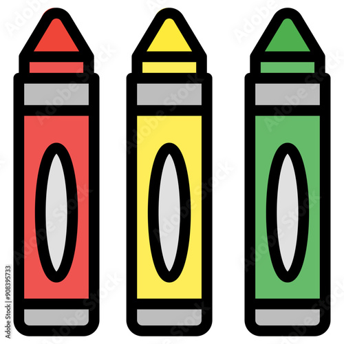 Crayon Icon in Filled Line Style