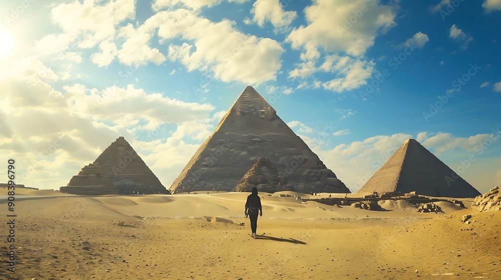 Majestic pyramids of Giza a symbol of ancient Egypt and its rich history. The vast desert stretches out in front a reminder of the enduring legacy of these monumental structures. Majestic pyramids of Giza a symbol of ancient Egypt and its rich history. The vast desert stretches out in front a reminder of the enduring legacy of these monumental structures.