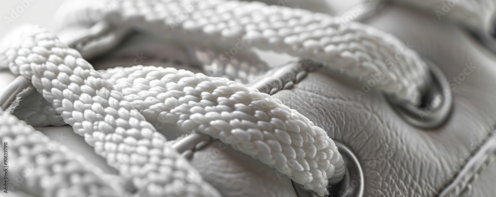 Obraz premium A close up of a white lace shoe with a white lace