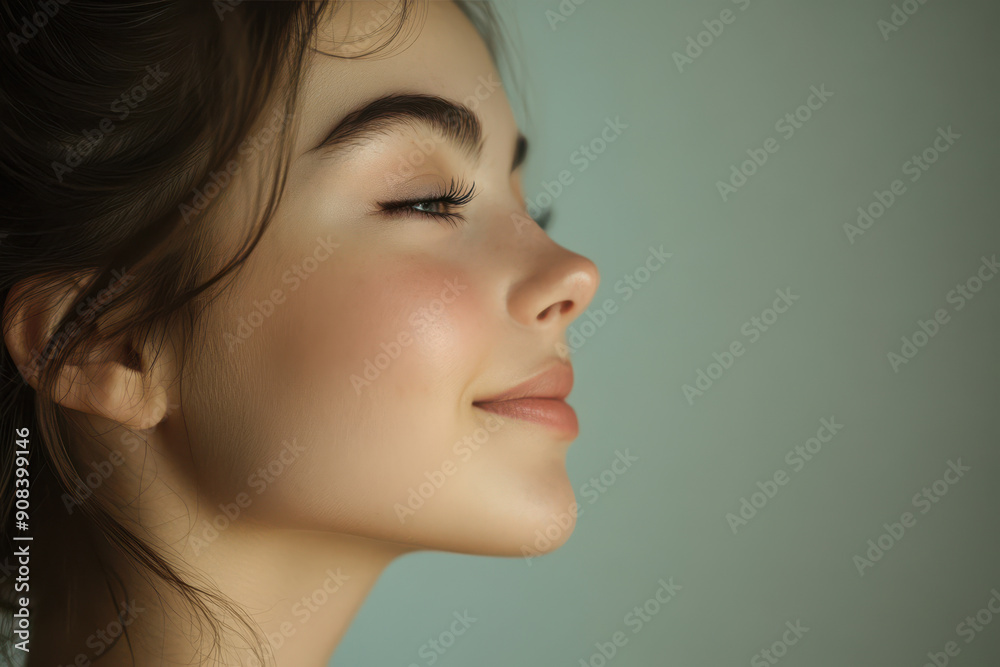 A close up of a girl's face with her eyes closed A close up of a girl's face with her eyes closed