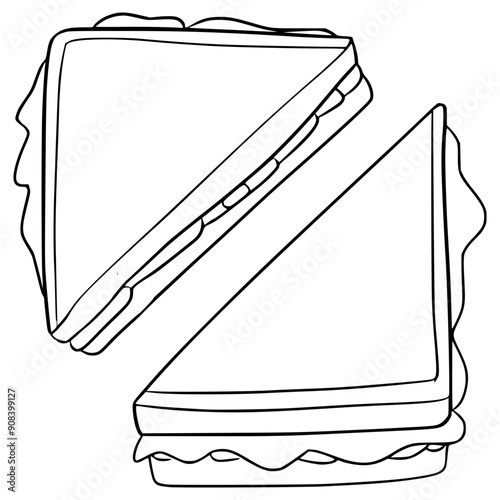 sandwiches illustration hand drawn outline vector