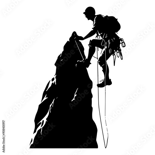 vector silhouette of a Climbing