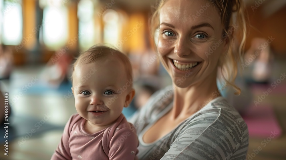 Mother smiling at baby while performing exercise above Group exercise class fitness or pilates for parents Moms staying active while boding with babies : Generative AI Mother smiling at baby while performing exercise above Group exercise class fitness or pilates for parents Moms staying active while boding with babies : Generative AI