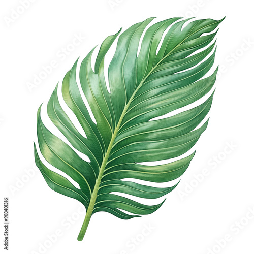 Lush Tropical Greenery: A Vibrant Monstera Leaf Illustration  photo