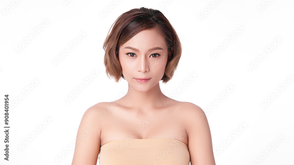 Beautiful young asian woman with clean fresh skin on white background, Face care, Facial treatment, Cosmetology, beauty and spa, Asian women portrait. Beautiful young asian woman with clean fresh skin on white background, Face care, Facial treatment, Cosmetology, beauty and spa, Asian women portrait.