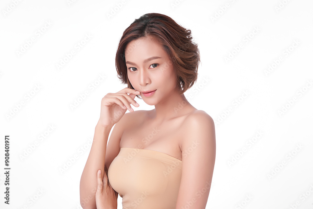 Beautiful young asian woman with clean fresh skin on white background, Face care, Facial treatment, Cosmetology, beauty and spa, Asian women portrait. Beautiful young asian woman with clean fresh skin on white background, Face care, Facial treatment, Cosmetology, beauty and spa, Asian women portrait.