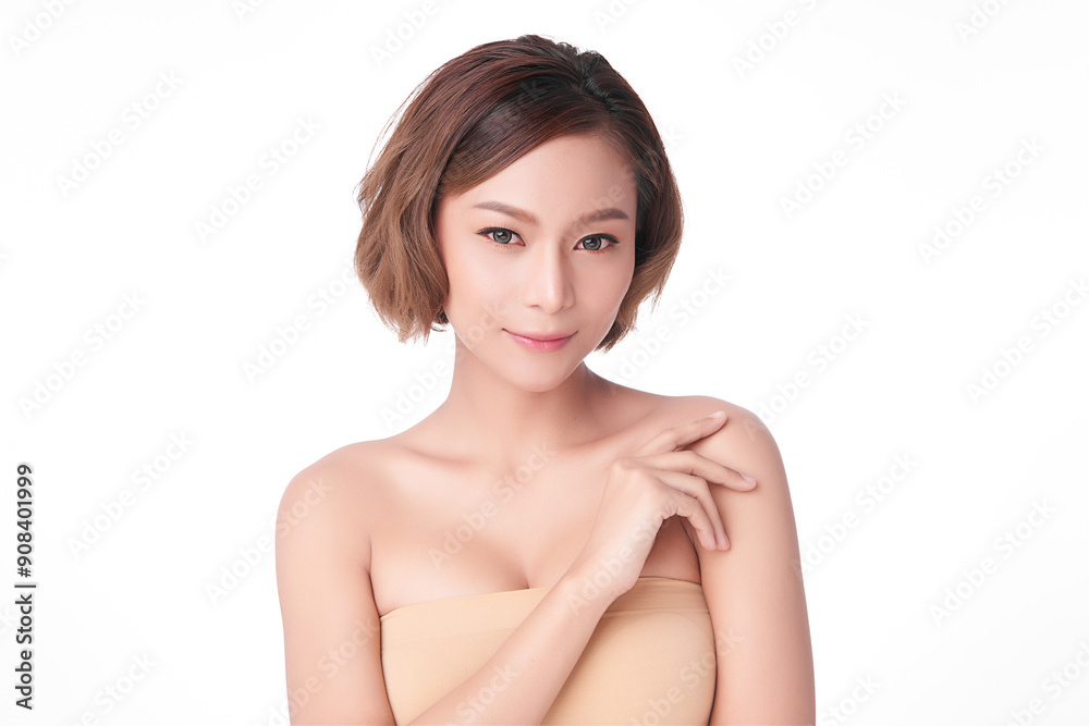 Beautiful young asian woman with clean fresh skin on white background, Face care, Facial treatment, Cosmetology, beauty and spa, Asian women portrait. Beautiful young asian woman with clean fresh skin on white background, Face care, Facial treatment, Cosmetology, beauty and spa, Asian women portrait.