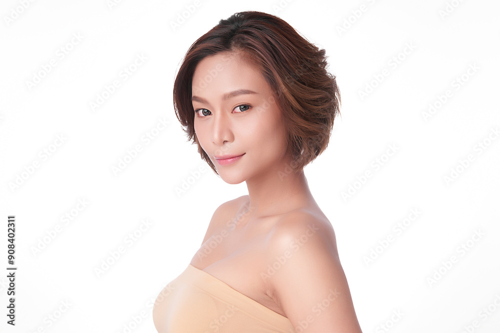Beautiful young asian woman with clean fresh skin on white background, Face care, Facial treatment, Cosmetology, beauty and spa, Asian women portrait. Beautiful young asian woman with clean fresh skin on white background, Face care, Facial treatment, Cosmetology, beauty and spa, Asian women portrait.