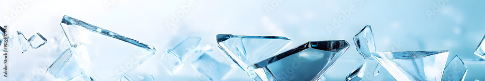 Obraz premium phone wallpaper geometric glass texture, light blue and light sky, large glass frosted transparent texture