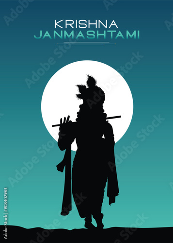 Shree Krishna Janmashtami Vector Template Design,