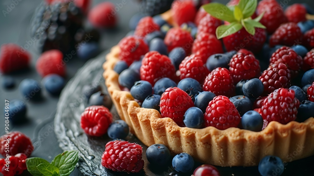 cake pie dessert with fresh berries : Generative AI cake pie dessert with fresh berries : Generative AI