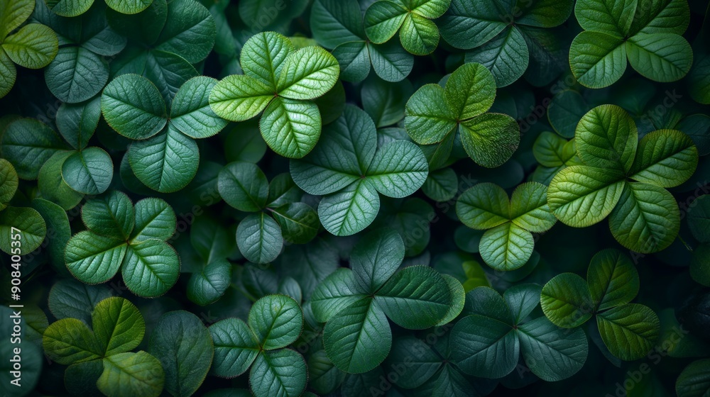 Lush Green Clover Leaves, Perfect for Nature and St. Patrick's Day Themes in Green Tones Lush Green Clover Leaves, Perfect for Nature and St. Patrick's Day Themes in Green Tones