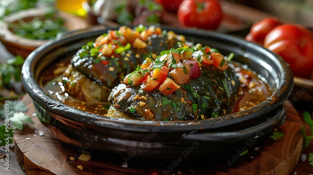 Chile en Nogada Typical dish from Mexico Prepared with poblano chili stuffed with meat and fruits and covered with a walnut sauce Named as the quintessential Mexican dish for national : Generative AI Chile en Nogada Typical dish from Mexico Prepared with poblano chili stuffed with meat and fruits and covered with a walnut sauce Named as the quintessential Mexican dish for national : Generative AI