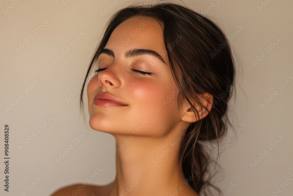 Fototapeta premium A close up of a girl's face with her eyes closed