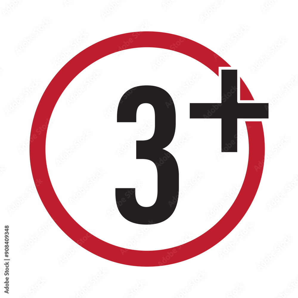 Isolated icon age restricted 3 plus years old Isolated icon age restricted 3 plus years old