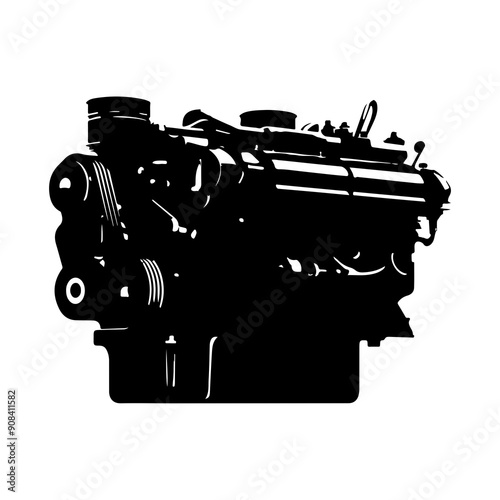 vector silhouette of a Diesel Engine