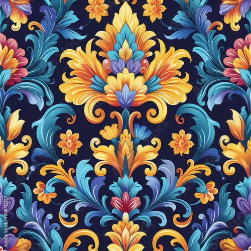 Ornate Floral Pattern in Vibrant Colors