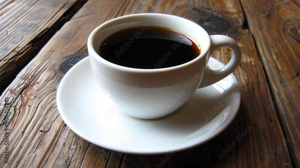 A cup of coffee with a thick layer of crema on top, sitting on a white saucer. A cup of coffee with a thick layer of crema on top, sitting on a white saucer.